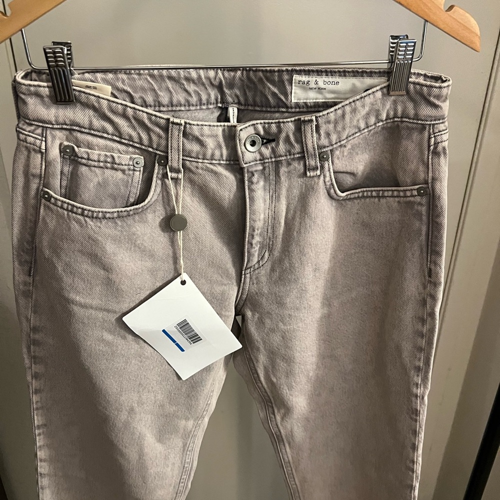rag & bone Low-Rise Slim Boyfriend Jeans in gray wash - Picture 4 of 8